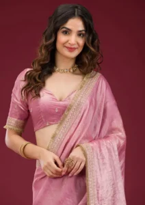 Onion Pink Cording Tissue Saree